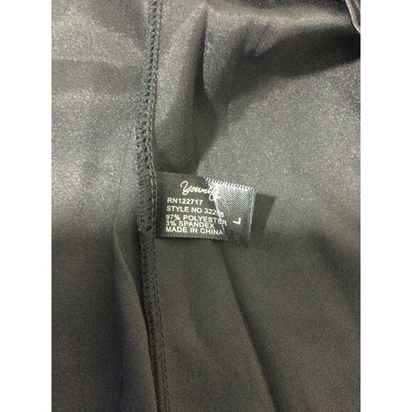 BEWICKED SZ L black satin lace trim cami 2 piece short sleep pajama set NWT 0B1 - Picture 10 of 11